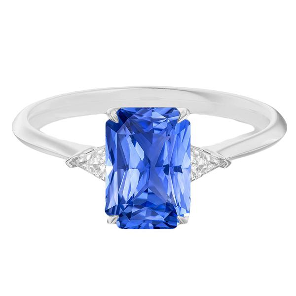 3 Steine Blauer Saphir Ring Kleine Billion Diamanten Schmuck 2,75 Karat - harrychadent.ch