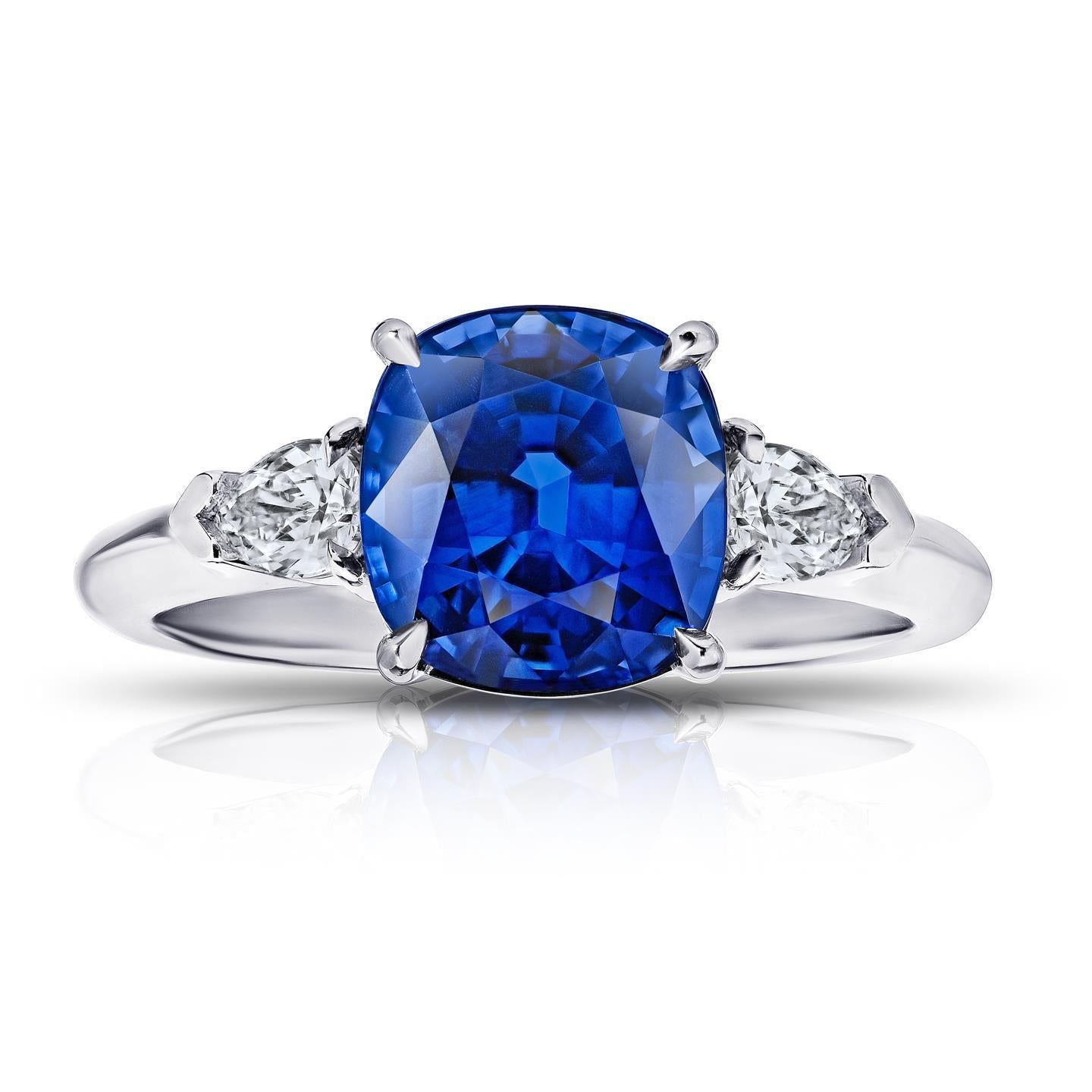 3 Steine srilankischer Saphir Diamant 3,25 Karat Ring Weißgold 14K - harrychadent.ch