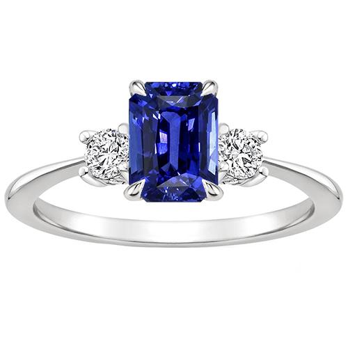 3 Steine Verlobungsring Strahlend blauer Saphir & Diamant 3,50 Karat - harrychadent.ch