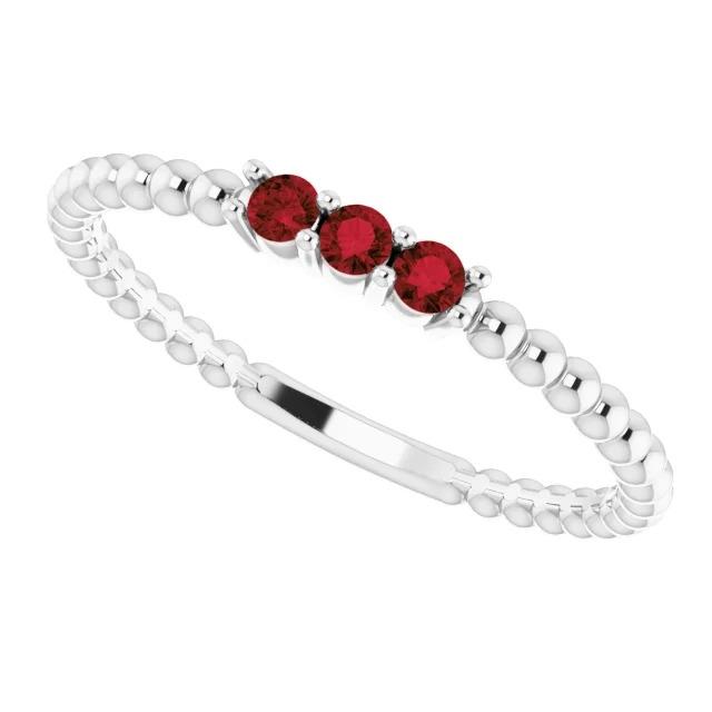3 Steinring rund burmesische Rubine 0,75 Karat Perlenschmuck Neu - harrychadent.ch