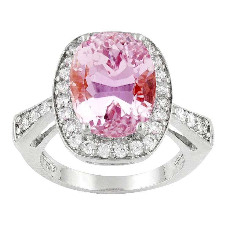30.75 Karat Oval Rosa Kunzit Mit Diamant Fancy Ring Weißgold - harrychadent.ch