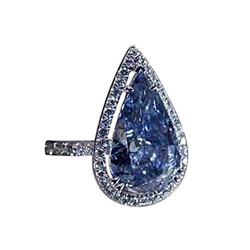 3,75 ct. Birne Runde Diamanten Ring Edelstein Weißgold