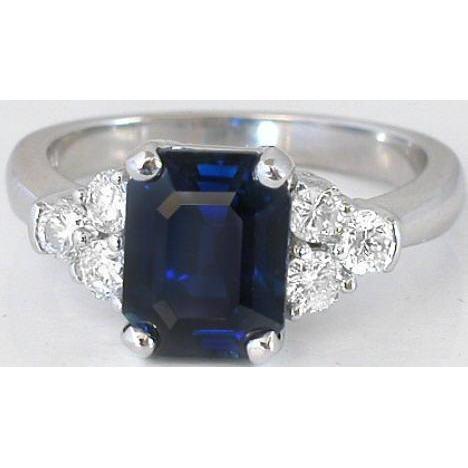 3.50 Karat Smaragd Sri Lanka Saphir Diamant Ring Weißgold 14K