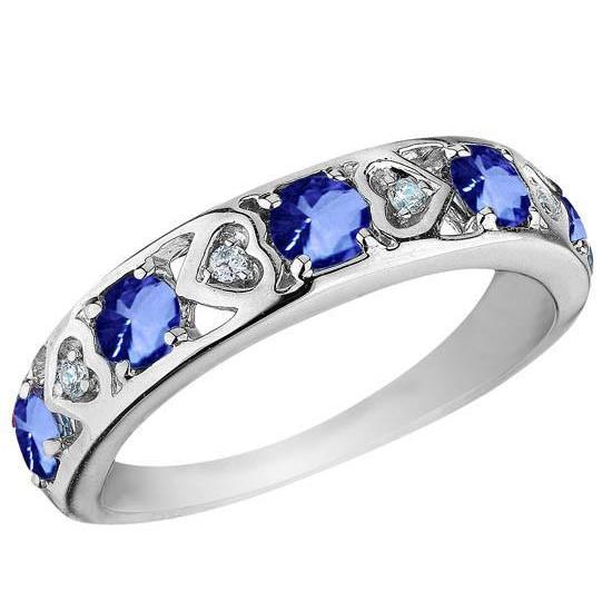 4 Karat Ewigkeit Band Runder Tansanit Diamanten Schmuck