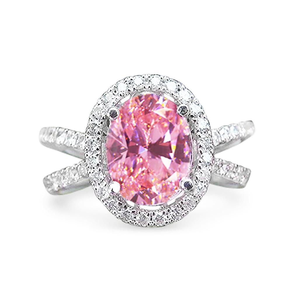 4,25 Karat Rosa Saphir und Diamanten Ehering 14K Weißgold - harrychadent.ch