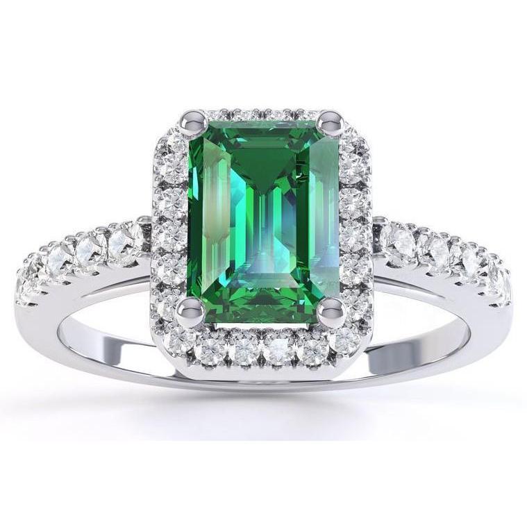 4,40 Karat Grüner Smaragd und Diamanten Ehering Weißgold - harrychadent.ch