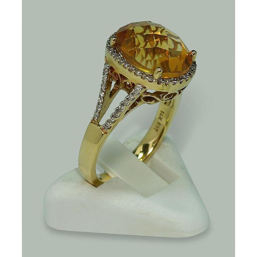 4,75 Karat Citrin & Diamant Ring mit Akzenten Gelbgold 14K