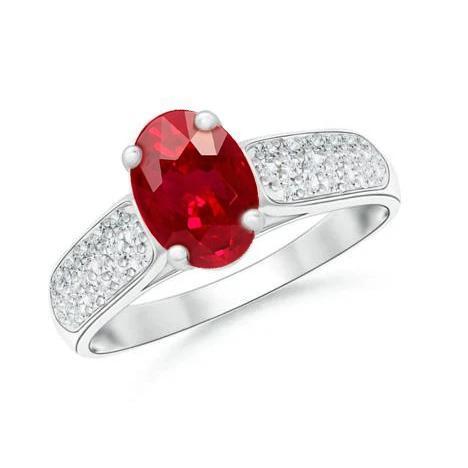 4,80 Karat Rubin mit Diamanten Ring Weißgold 14K