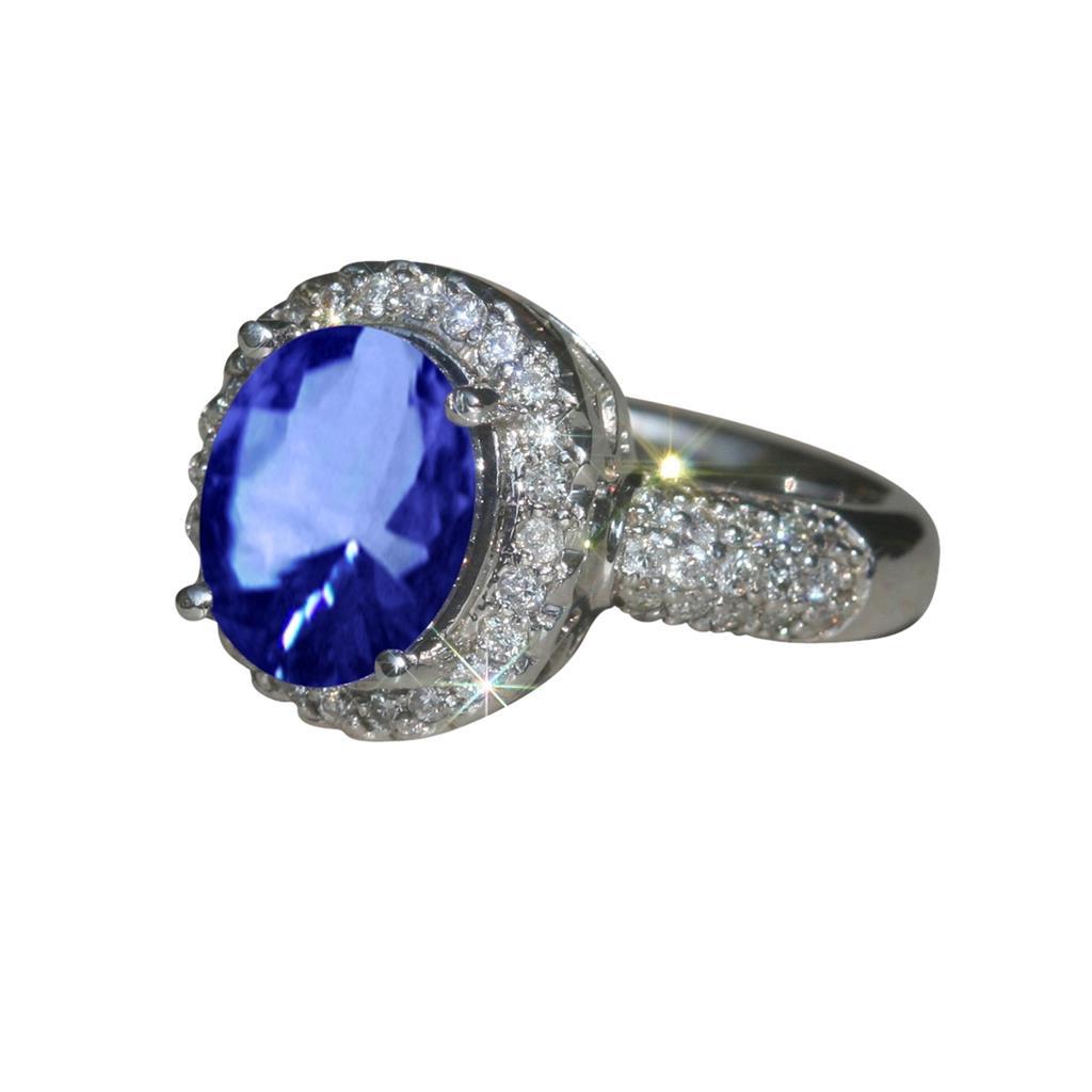 4.40 Karat Ceylon Saphir Pave Diamants Jubiläumsring massiv WG 14K - harrychadent.ch