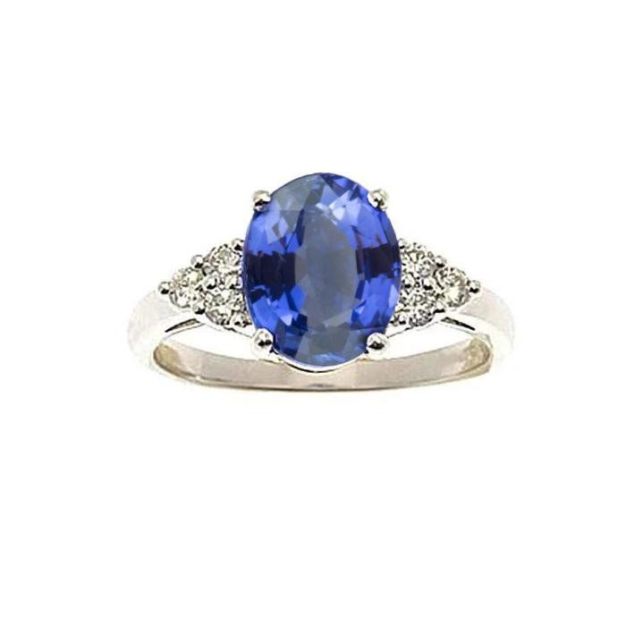 5.30 Kt Ovaler srilankischer Saphir-Diamant-Ring Weißgold 14K