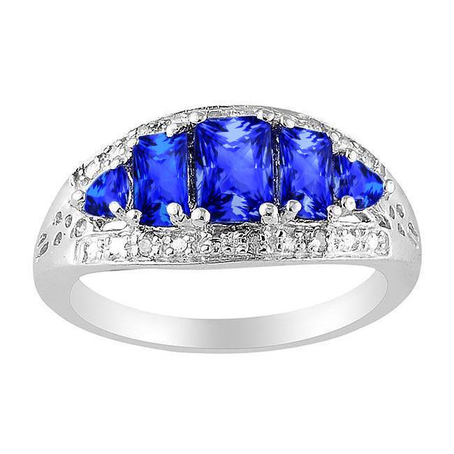 5.51 Karat Sri Lankan Saphir Diamanten Schöner Ring Weißgold 14K