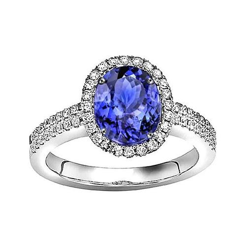 5.60 Karat Oval Tansanit Diamant Jubiläumsring Weißgold 14K