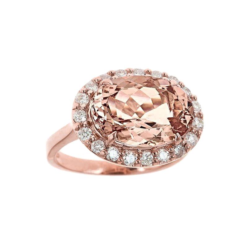 8.10 Kt Morganit Fancy Ring mit Diamanten Roségold 14K