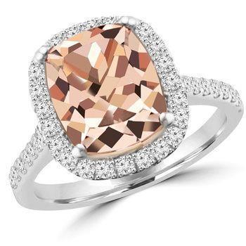 8.75 ct Funkelnd Morganit und Diamanten Ring Weißgold 14K