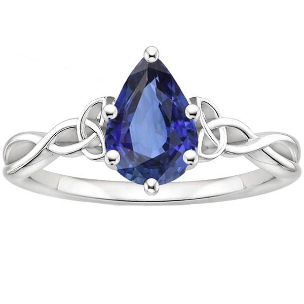 Antik-Stil Solitär Ring Birnenschliff Ceylon Saphir Schmuck 4 Karat - harrychadent.ch