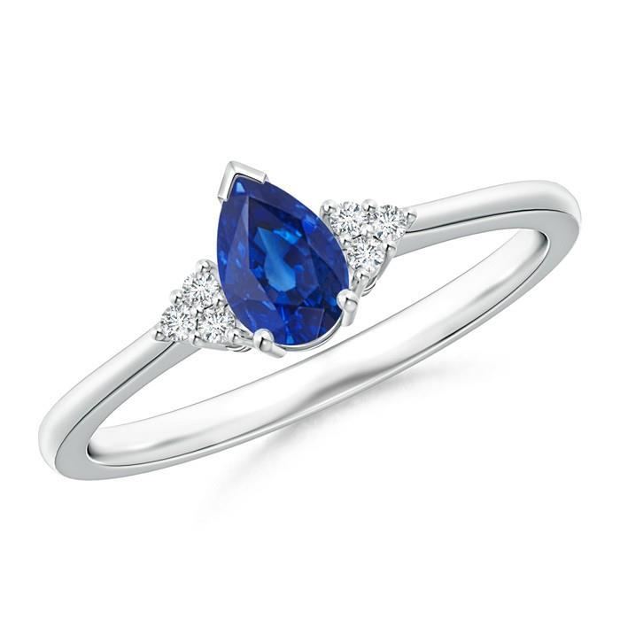 Birne & Rundschliff Ceylon Saphir Diamantring 1.85 ct. Weißgold 14K