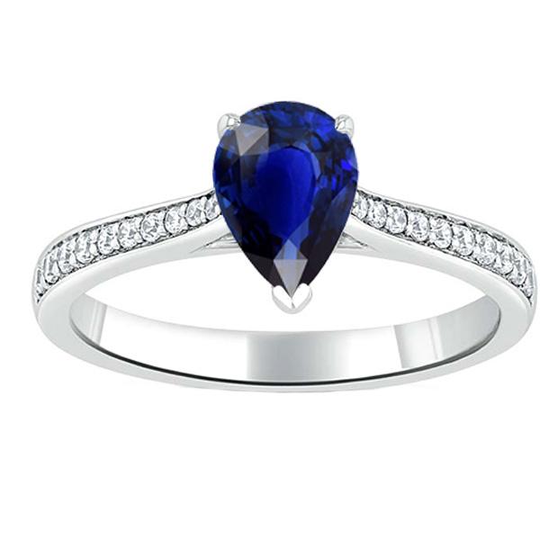 Birnen-Saphir-Verlobungsring Sri Lanka mit Diamantakzenten 3 Karat - harrychadent.ch
