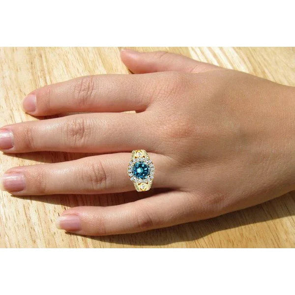 Blauer Diamant-Cocktailring