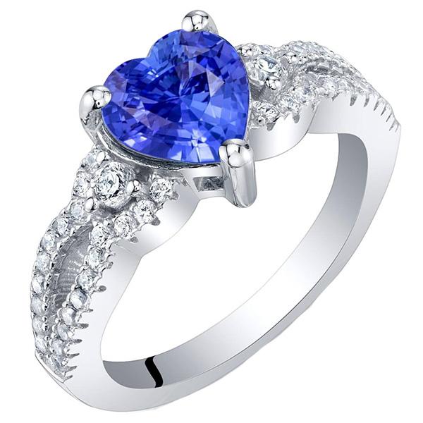 Blauer Saphir & Diamant Ring 4,50 Karat Weißgold 14K Schmuck - harrychadent.ch