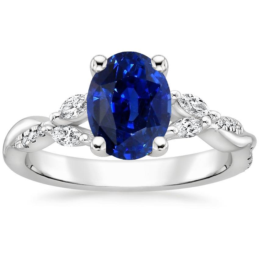 Blauer Saphir-Edelsteinring mit Marquise und runden Akzenten 4,50 Karat - harrychadent.ch