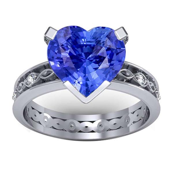 Blauer Saphir Jubiläumsring Runde Diamanten 3,50 Karat Vintage-Stil - harrychadent.ch
