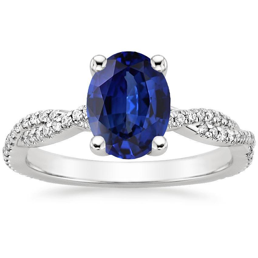 Blauer Saphir-Solitär mit Akzenten Ehering 3,50 Karat - harrychadent.ch