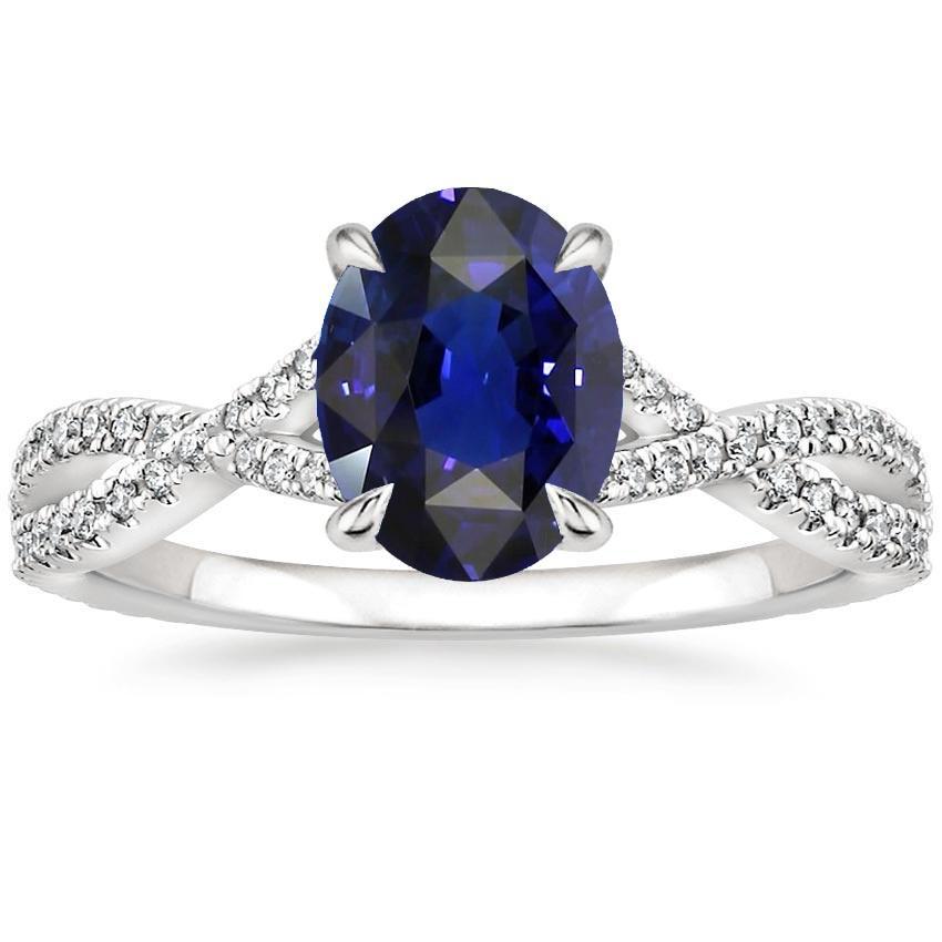 Blauer Saphir-Solitär-Ring im Infinity-Stil mit Akzenten 5 Karat Gold - harrychadent.ch