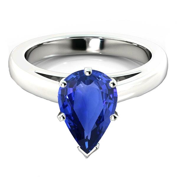 Blauer Saphir Solitär-Verlobungsring Birnenschliff 2.50 Karat - harrychadent.ch