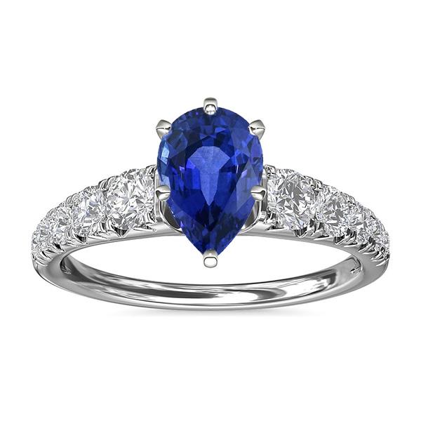 Blauer Saphir-Verlobungsring Birnenform & Diamanten 3,50 Karat - harrychadent.ch