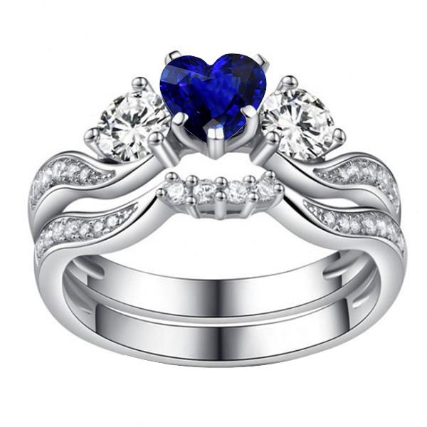 Blauer Saphir-Verlobungsring mit goldenem Diamantband 3 Karat 14K - harrychadent.ch