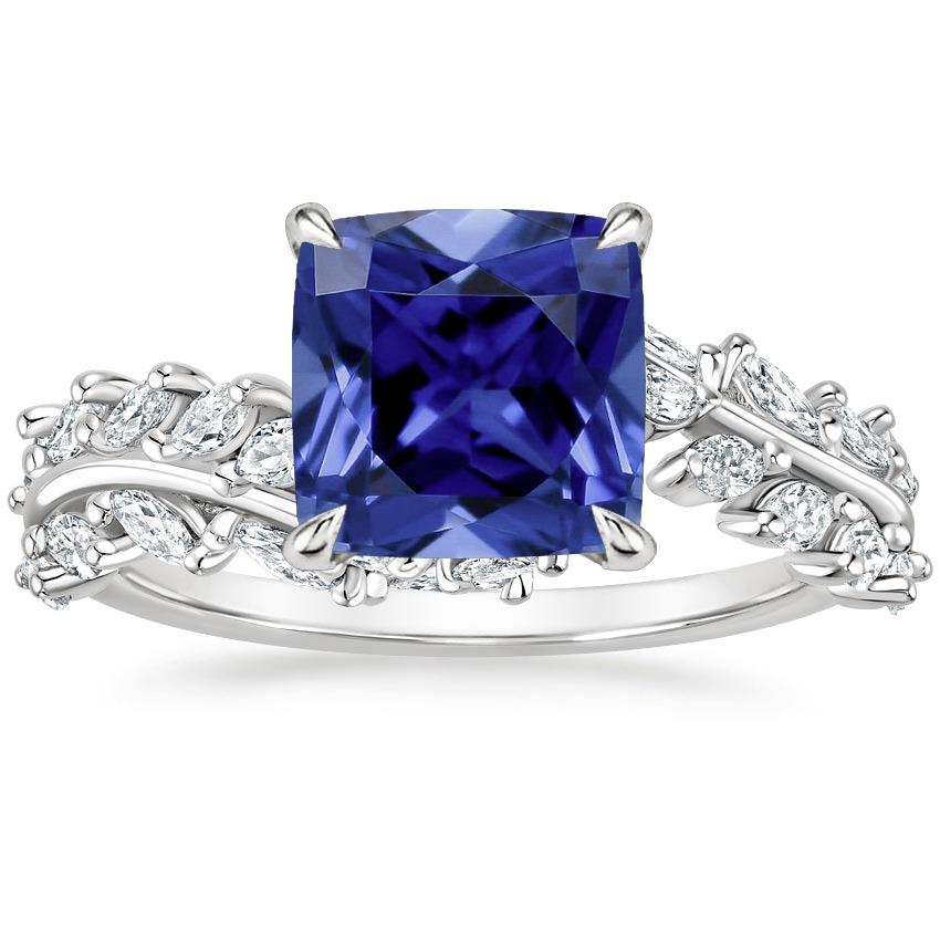 Ceylon Kissen Saphir und Marquise Diamantring 3.45 Karat - harrychadent.ch