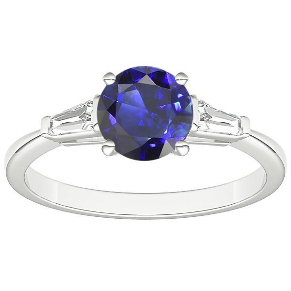 Ceylon Saphir 3 Steine Ring 2,50 Karat Bar Set Baguette Diamanten - harrychadent.ch