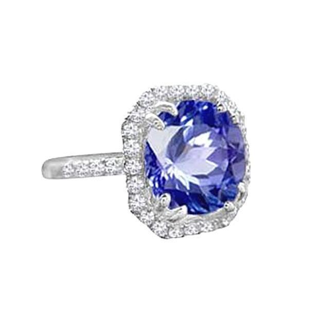 Ceylon Saphir Diamanten 8 Karat Ring Weißgold 14K