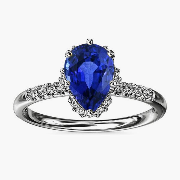 Ceylon Saphir Halo Verlobungsring für Damen & Diamanten 4 Karat - harrychadent.ch