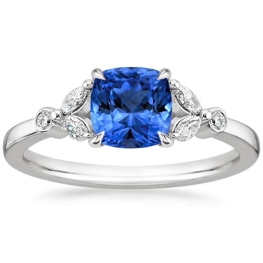 Ceylon Saphir mit Diamanten 2.70 ct Ring Weißgold 14K