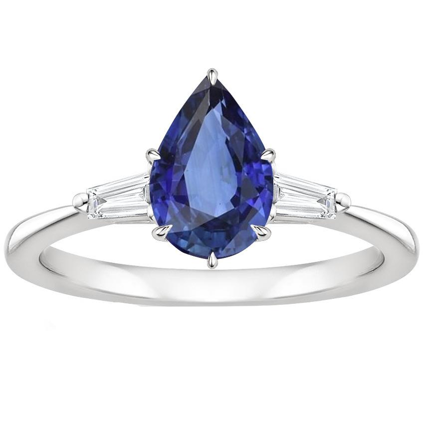 Damen Diamantring Birne Blauer Saphir & Baguettes 6,75 Karat Gold - harrychadent.ch