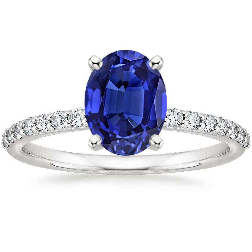 Damen Diamantring Oval Ceylon Saphir Akzente Gold 14K 5,50 Karat - harrychadent.ch