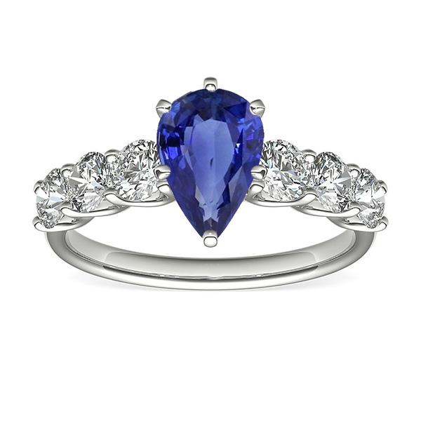 Damen Edelsteinring Birnenförmiger blauer Saphir mit Akzenten 4 Karat - harrychadent.ch