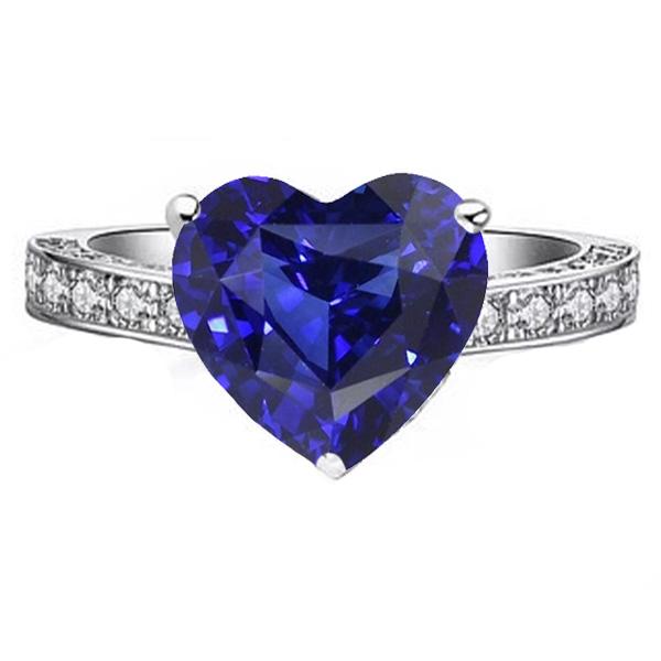 Damen Edelsteinring Herzschliff Saphir & Diamanten 3 Karat Schmuck - harrychadent.ch