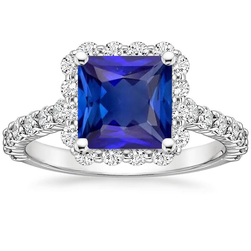 Damen Halo Diamantring Ceylon Saphirstein & Akzente 6,50 Karat - harrychadent.ch