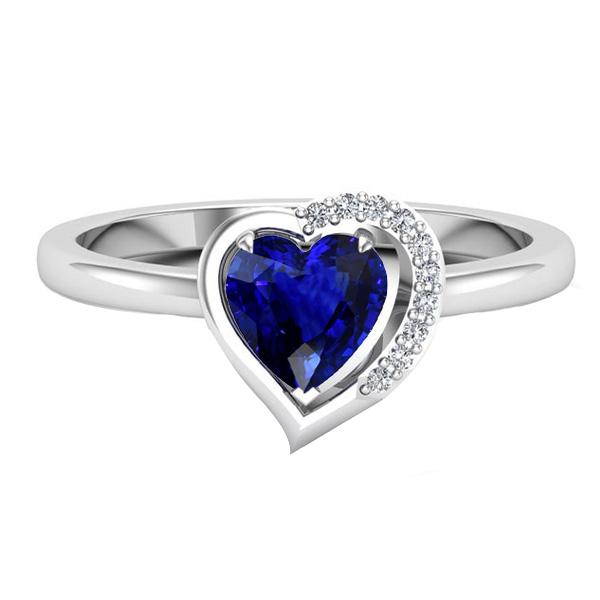 Damen Herz Edelstein Ring Blauer Saphir 2 Karat Krappen Set Diamanten - harrychadent.ch