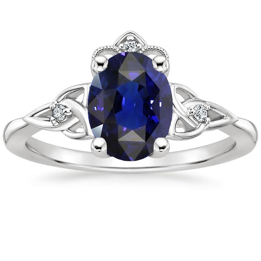 Damen Kleiner Diamant Goldring Vintage-Stil Blauer Saphir 2.50 Karat - harrychadent.ch