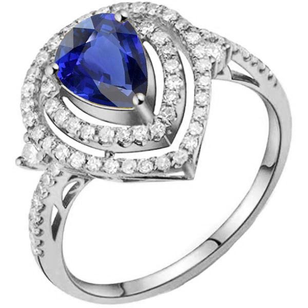 Damen Schmuck Doppel Halo Ehering Blauer Saphir 3.50 Karat - harrychadent.ch