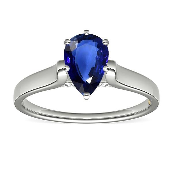 Damen Solitaire Birne Sri Lanka Saphir Ring Weißgold 2 Karat - harrychadent.ch