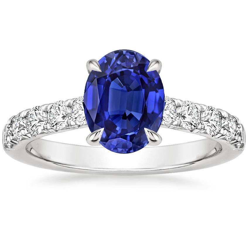 Damen Solitär mit Akzenten Ring Blauer Saphir & Diamanten 4 Karat - harrychadent.ch