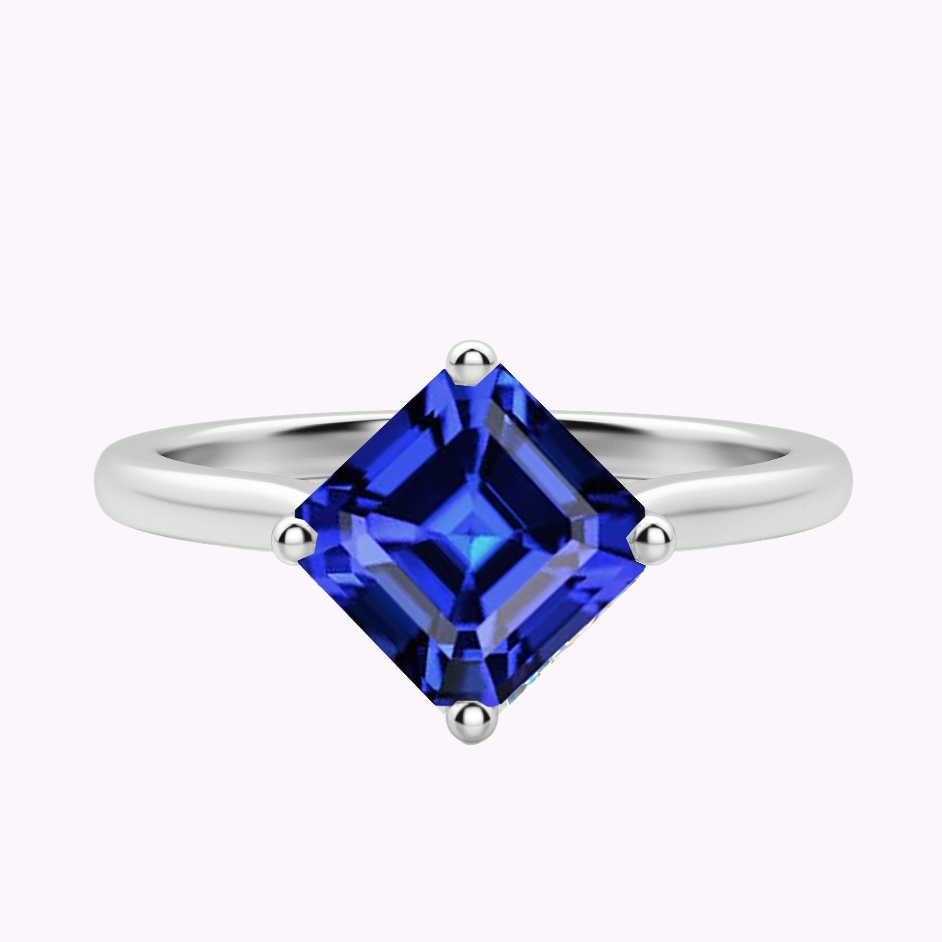 Damen Solitärring Asscher Ceylon Saphir Edelstein 2,50 Karat - harrychadent.ch