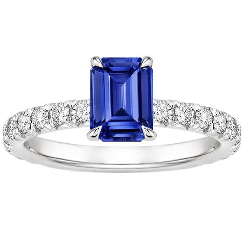 Damen Solitärring mit Akzenten Blauer Saphir & Diamant 4,50 Karat - harrychadent.ch