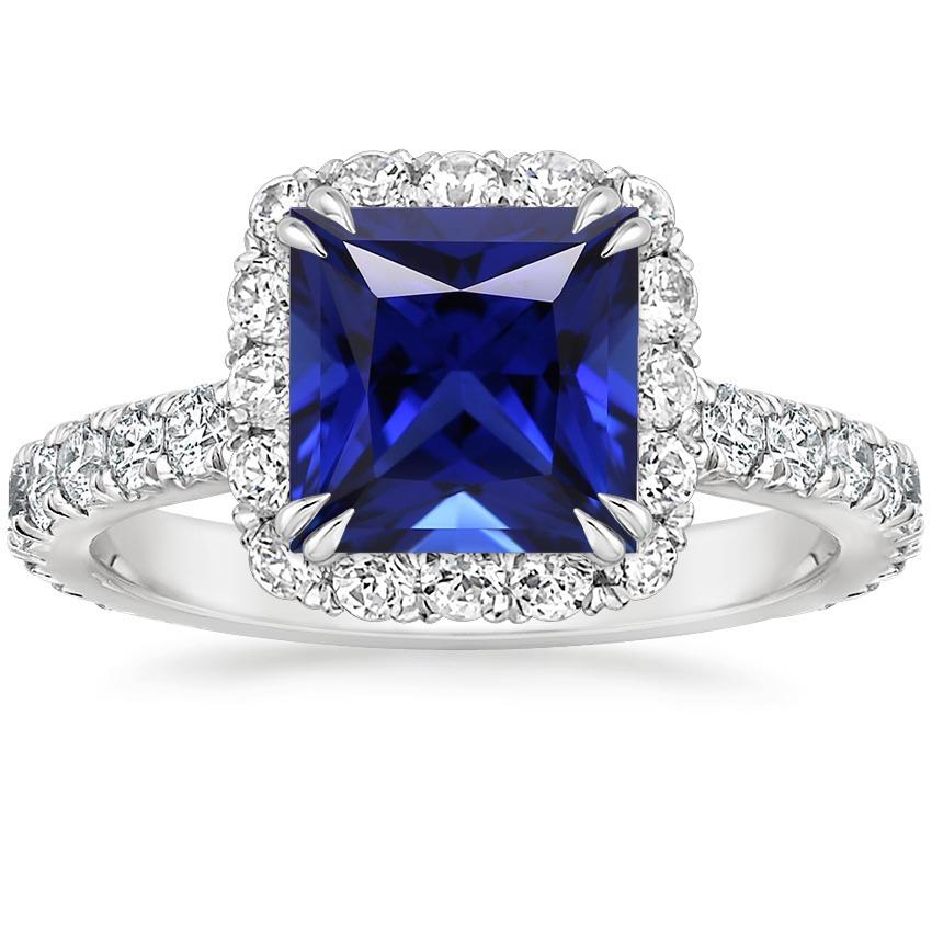 Diamant Halo Edelstein Ring Ceylon Saphir Princess Pave Set 6 Karat - harrychadent.ch