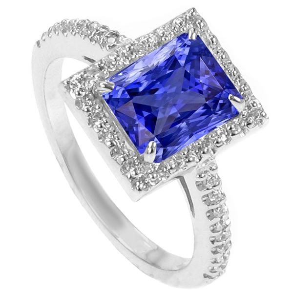 Diamant Halo Radiant Sri Lanka Saphir Ring 4,50 Karat Weißgold - harrychadent.ch