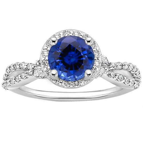 Diamant Halo Schmuck tiefblauer Saphir Split Schaft Zinken Set 3 Karat - harrychadent.ch
